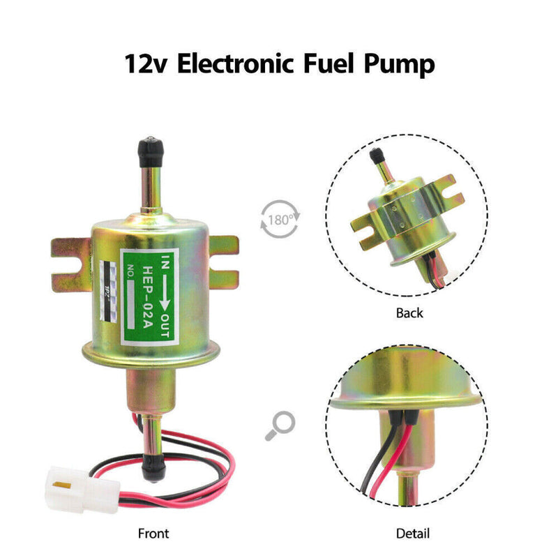 HEP-02A 12V Electric Fuel Pump Universal Inline Low Pressure Gas Diesel 2Pcs