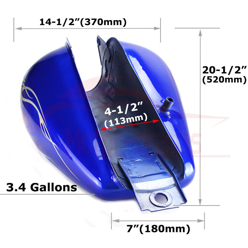 Fuel Gas Tank 3.4 Gallons Blue for Honda CMX250 Rebel 1985-2016
