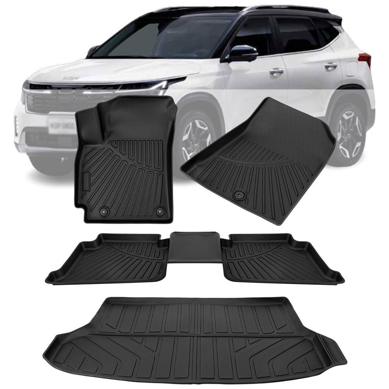 3D Molded TPE Rubber Floor Mats Cargo Liner for Kia Seltos 2021-2025 Full Set