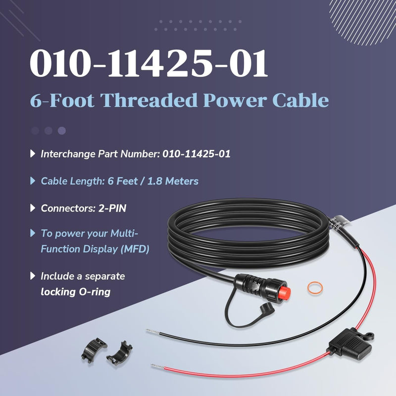 010-11425-01 Threaded Power Cable 6ft 1.8m for Garmin GLS Series Replace