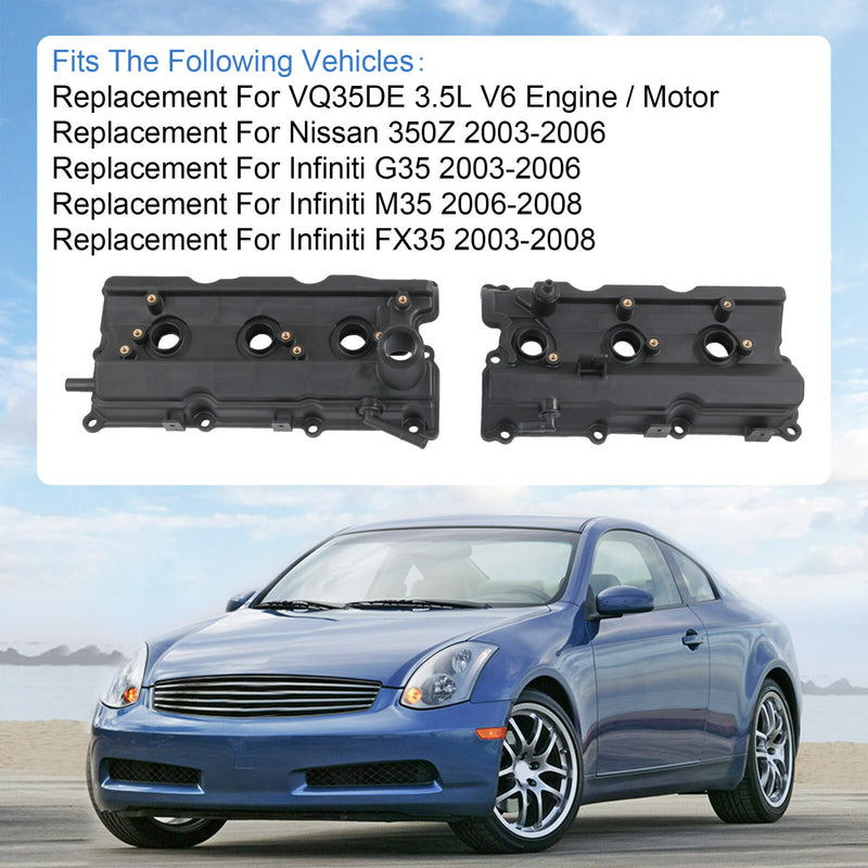 Engine Valve Covers Left Right for Nissan 350Z G35 V6 3.5L 2003-2006