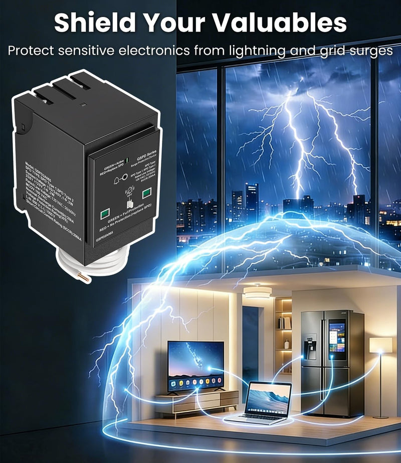 QSPD2A065P Plug-In Surge Protection Device for Siemens 2-Pole 65kA 120/240V
