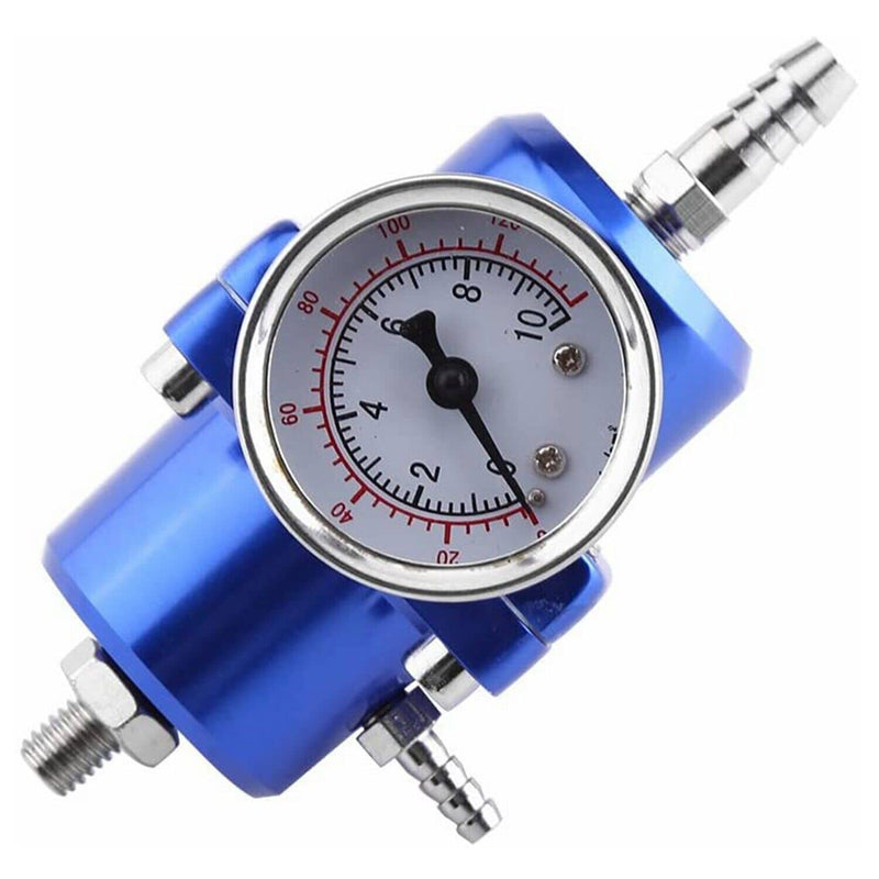Aluminum Adjustable Fuel Pressure Regulator Gauge Fitting Kit Universal Blue