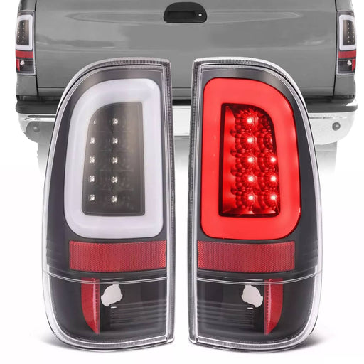 DURAFORCE Black LED Tube Tail Lights Brake Lamp for Ford F150 1997-2003 F250 F350 SD 99-07