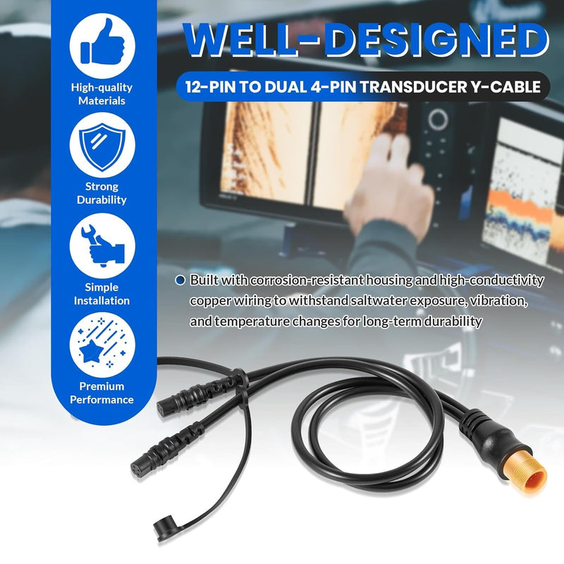 010-12234-05 12-Pin To Dual 4-Pin Transducer Y-Cable for Garmin echoMAP Striker