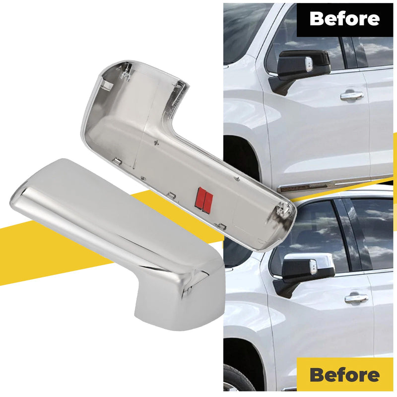 Chrome Replacement Mirror Cap Covers for Chevy Silverado 1500 2019-2024 Pickup