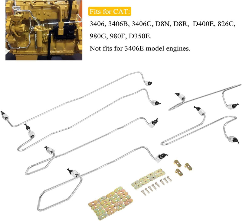 Fuel Injection Lines Kit for CAT Caterpillar 3406 3406B 3406C 980G 980F D8R 826C