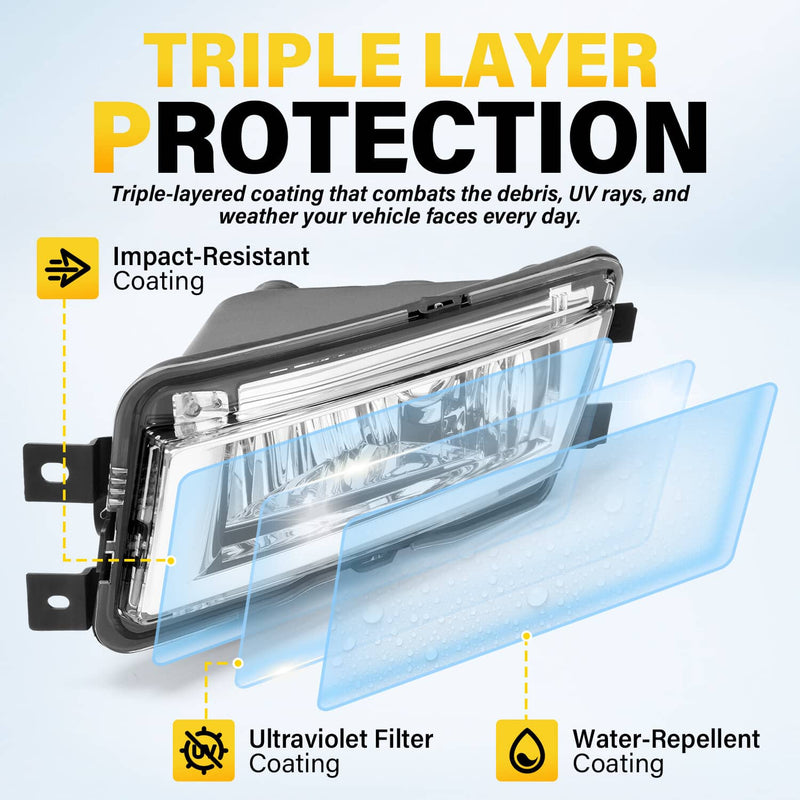 DURAFORCE Front Bumper Fog Lights Corner Lamp & Lower Grille for VW Passat 2012-2015 7PC
