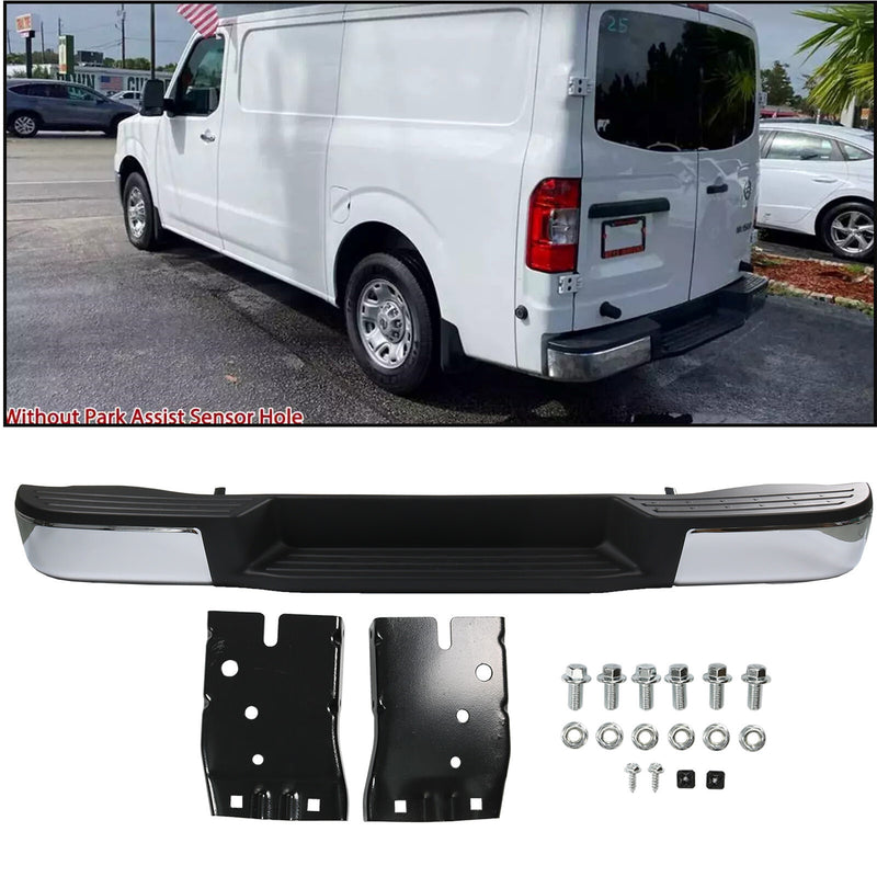 Rear Bumper Assembly for Nissan NV1500 NV2500 NV3500 2012-2021 W/O Sensor Chrome