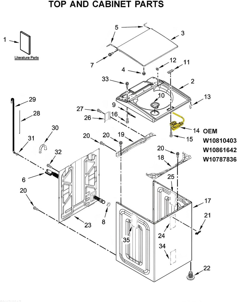 Washer Lid Lock Assembly Latch for Whirlpool Cabrio W10810403 W10619844
