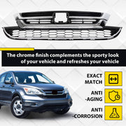 DURAFORCE Front Bumper Upper & Lower Grille ABS Chrome for Honda CRV CR-V 2010 2011