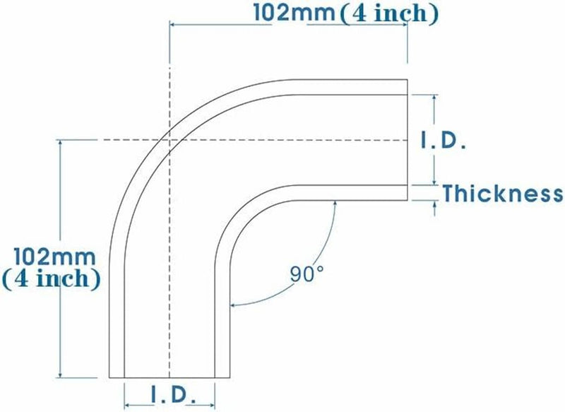 Black Silicone Hose Elbow Coupler Joiner Pipe 2.5 to 2.5 90 Degree Leg 102mm