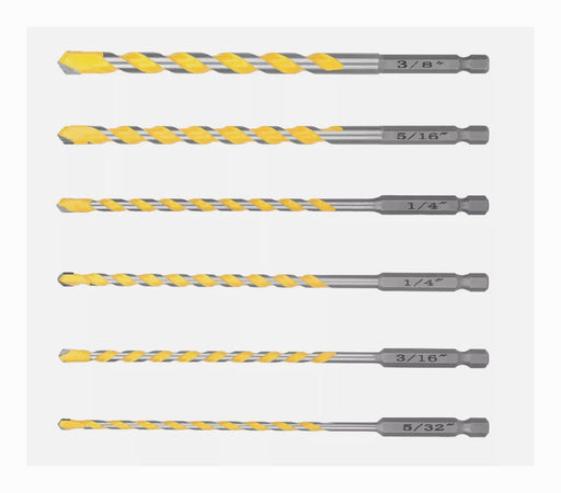 DURAFORCE Masonry Concrete Drill Bit Set 1/4 Inch Hex Shank Carbide Tips 3/8 5/32