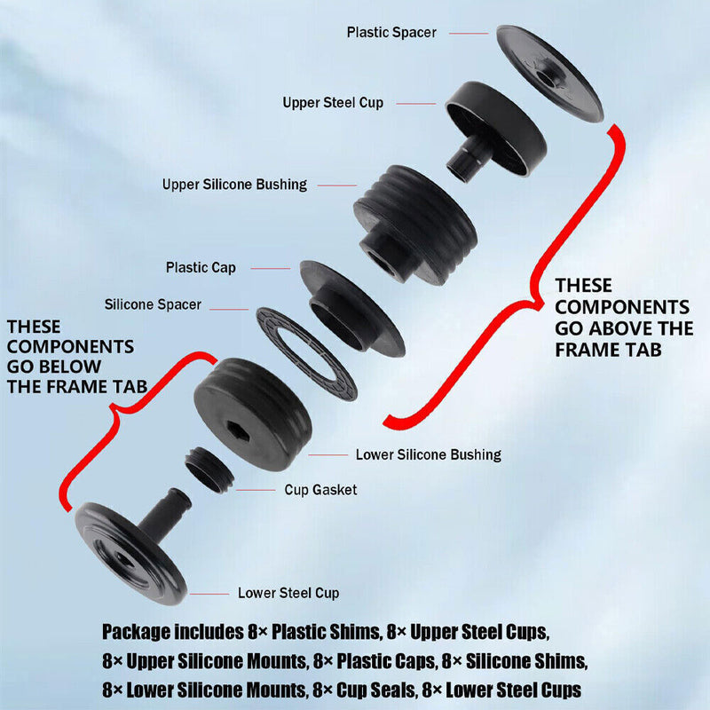 Silicone Body Mount Bushing Kit for Ford F250 F350 2008-2016 Super Duty