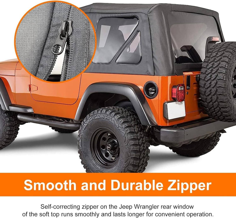 4Pcs Jeep Wrangler TJ Premium Rear Soft Top Upper Skins for 1997-2006 Jeep