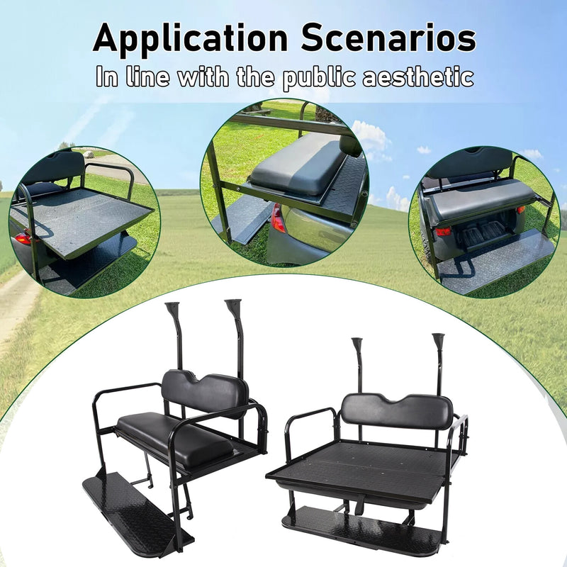 Golf Cart Flip Rear Back Seat Kit Black for Club Car Precedent Tempo Onward 04+
