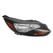 DURAFORCE Black Right Passenger Side Headlight Clear Lens Halogen for Ford Focus 2012-2014
