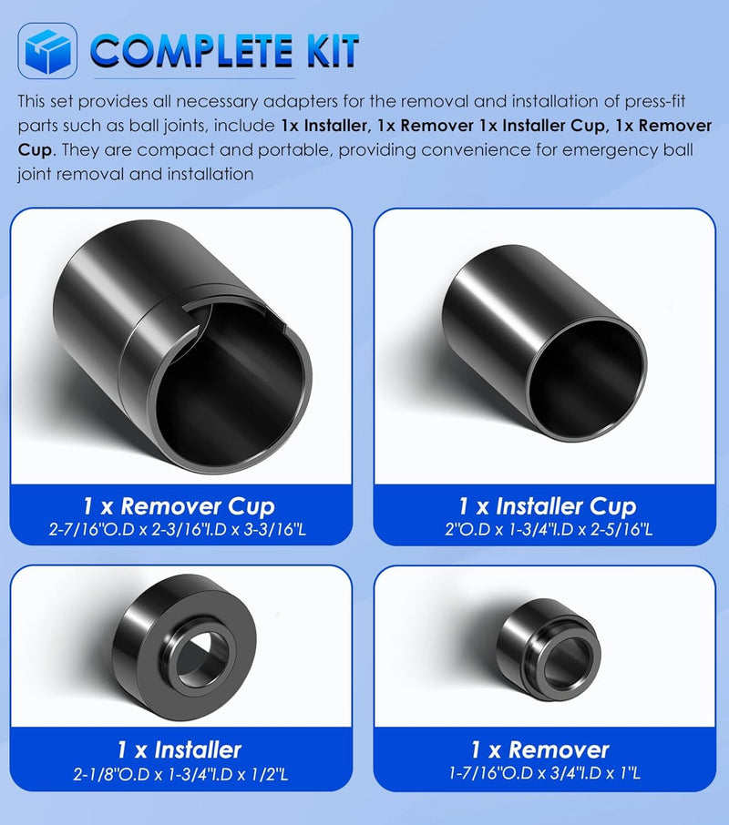 7894 Ball Joint Service Adapter Kit for Jeep Wrangler & for Dodge Ram Trucks