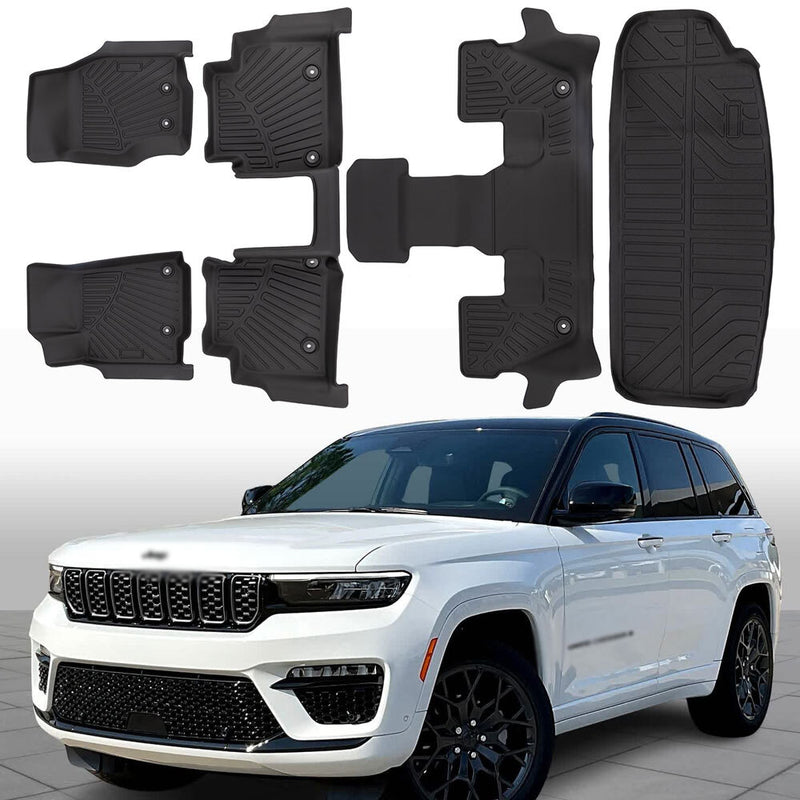 3D Molded Floor Mats Liners Set All Weather for Jeep Grand Cherokee L 2021-2025