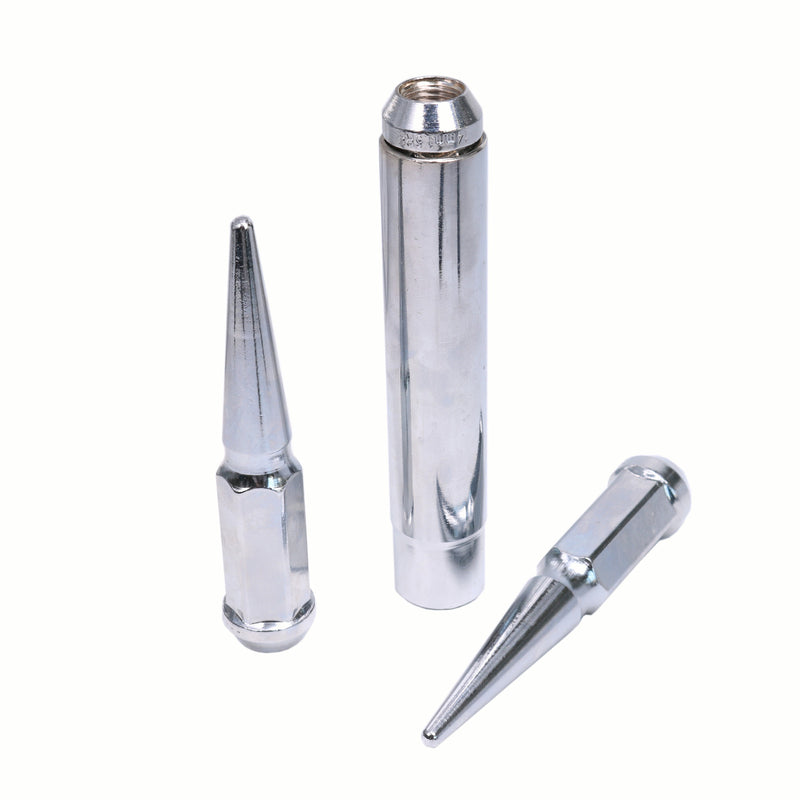 24 PCS M14x1.5 Spike Lug Nuts Chrome for Chevy Silverado Tahoe 4.4" With Key