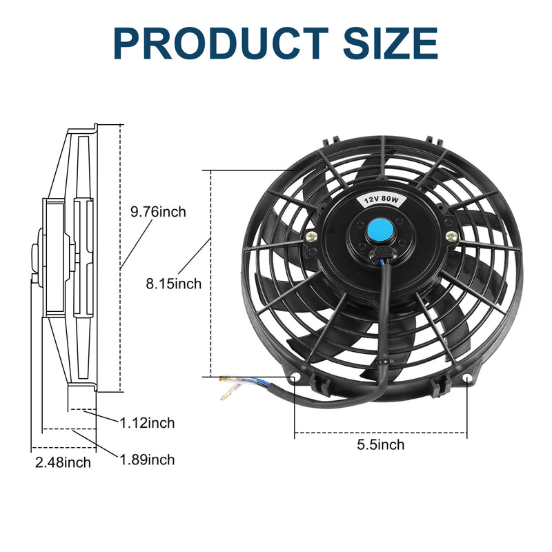 9 inch 12V Slim Fan Push Pull Electric Radiator Cooling Fan Mount Kit Universal