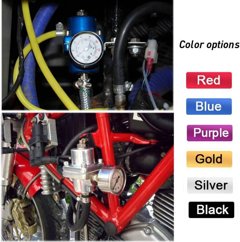 Adjustable Fuel Pressure Regulator with Gauge Fitting Kit Aluminum Red