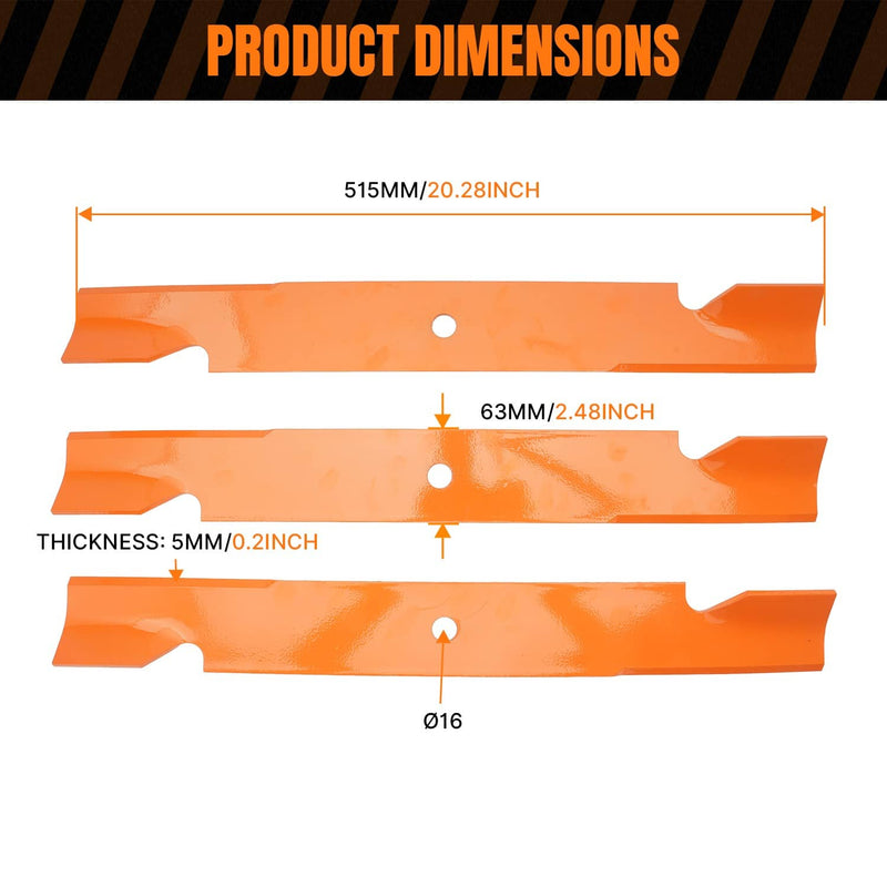 Mower Blades Set for Hustler 60" Raptor SD SDX Super S Super Z 3 Pack