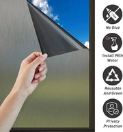 DURAFORCE 78.74"x17.73" Static Cling Film for Bathroom Office Living Room No Glue Needed