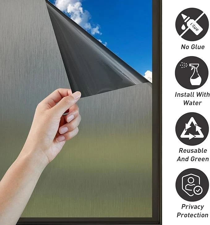 DURAFORCE 78.74"x17.73" Static Cling Film for Bathroom Office Living Room No Glue Needed