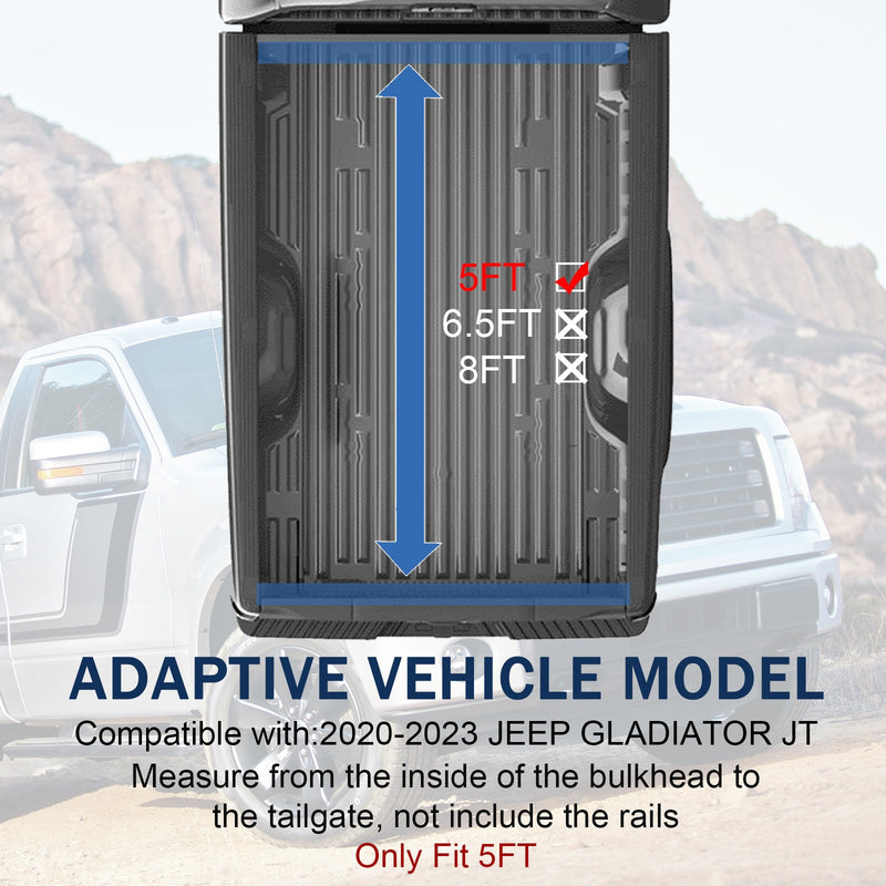 Soft Roll Up Tonneau Cover for Jeep Gladiator JT 2020-2023 5FT Bed