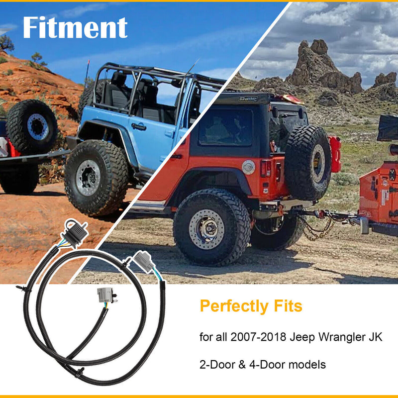 92015 Tow Hitch Trailer Wiring Harness for Jeep 07-18 Wrangler JK 70.5" 4-Way