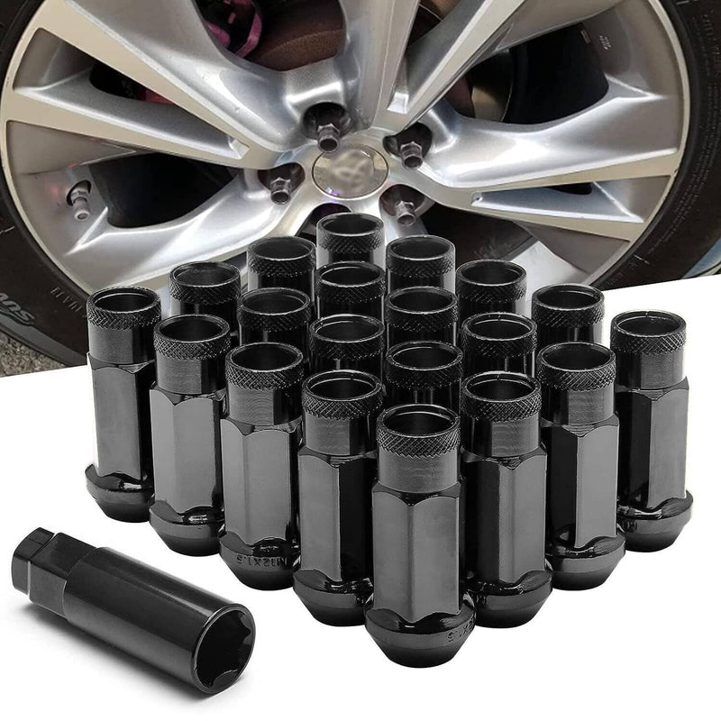 20Pcs M12x1.5mm Extended Open Ended Lug Nuts for Toyota Honda Black