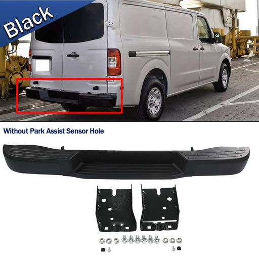 DURAFORCE Black Rear Step Bumper Assembly for Nissan NV1500 NV2500 NV3500 2012-2021 Steel