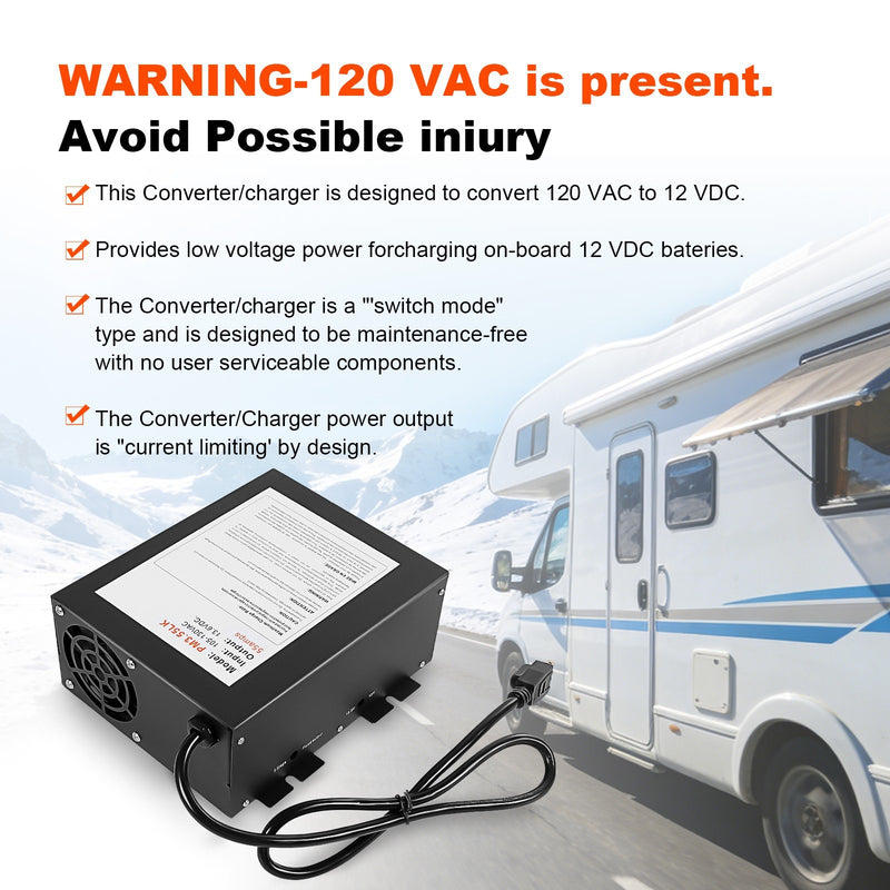 PM3-55LK RV Power Converter 110V to 12V DC Charger 55 Amp for Reliable RV