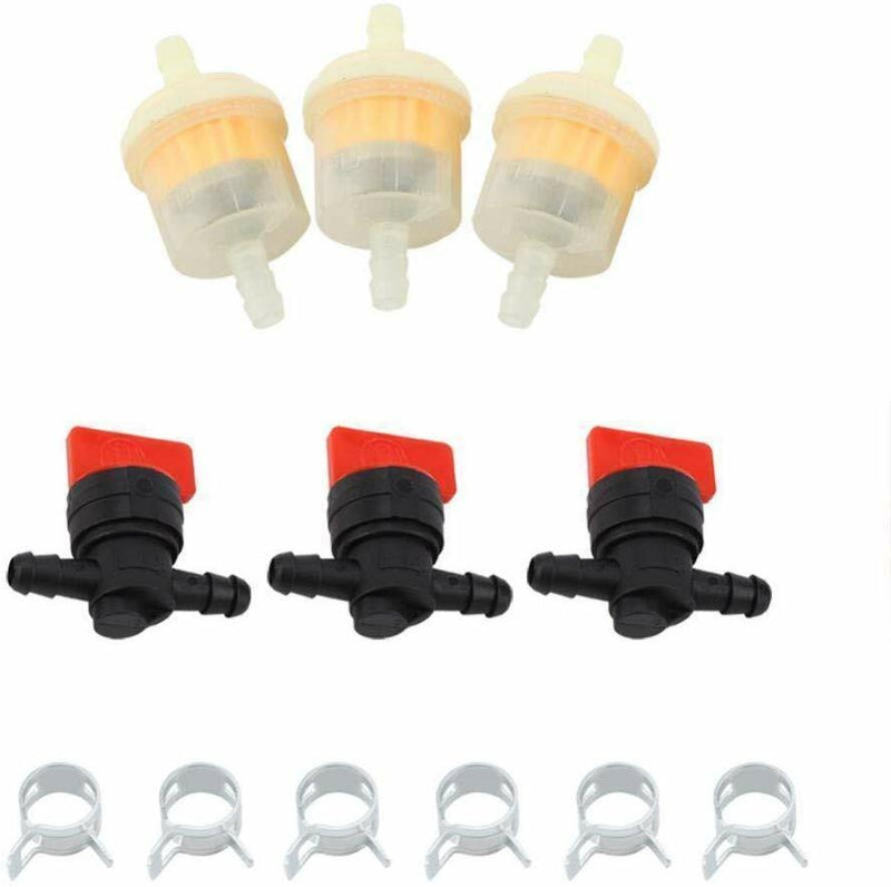 494768 697947 698183 In Line Fuel Gas Filter Shut Cut Off Valve Clamp 1/4 3 Kit