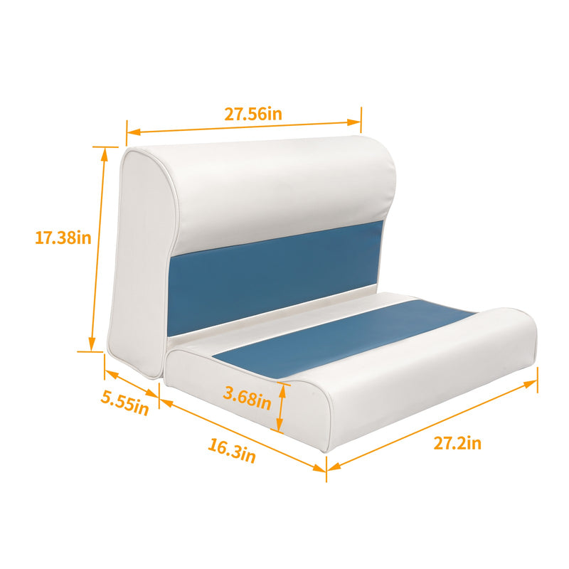 #8WD95-1B-204 28" Pontoon Bench Seat Cushion Set Navy White Blue