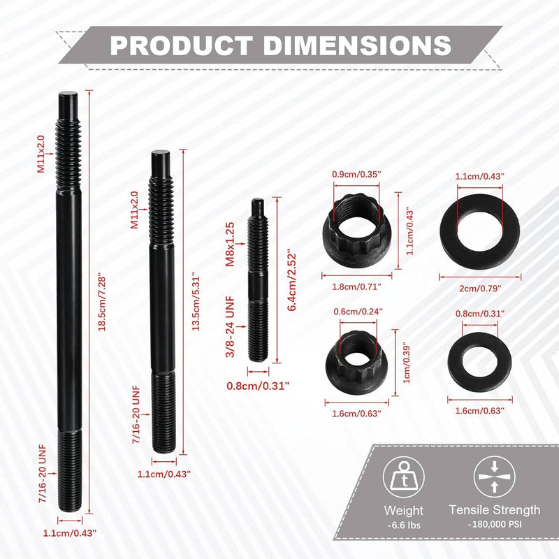 Black Cylinder Head Stud Kit for Chevy LS1 LQ9 LS6 4.8L 5.3L 6.0L 97-03