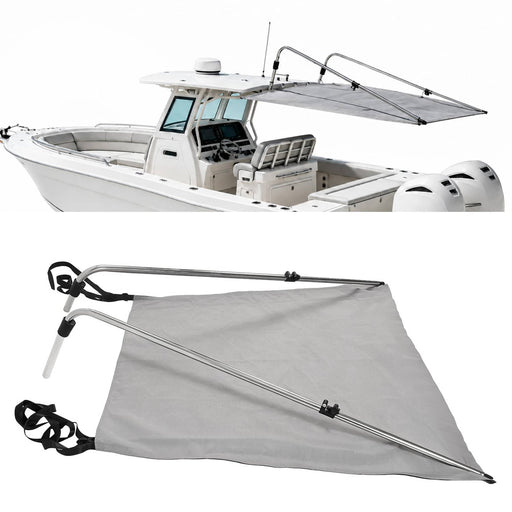 DURAFORCE Gray Boat Sun Shade 304 Stainless Steel Fabric Canopy for Universal Boat