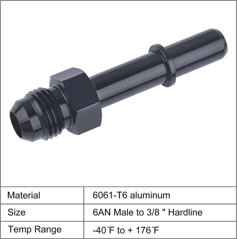 6AN Male Flare to 3/8" SAE Quick Connect EFI Fuel Fitting Adapter 2PCS