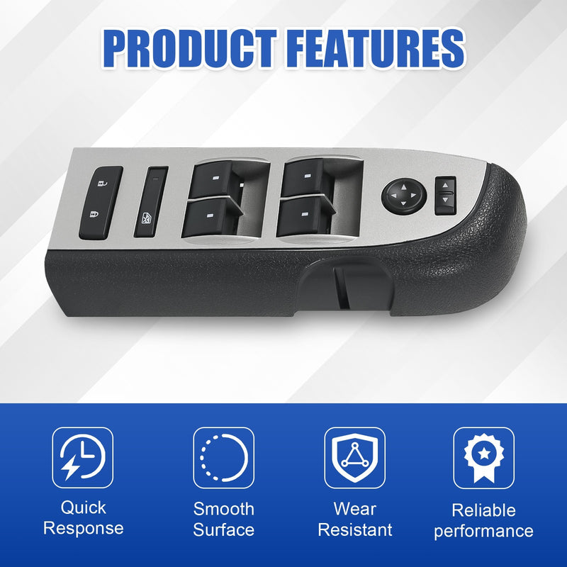 Master Power Window Switch with Black Bezel for Chevrolet Silverado 1500 2007-20