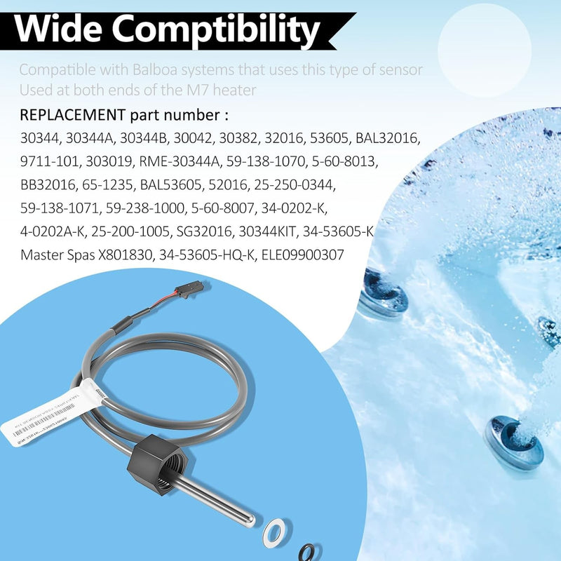 30344 30042 30382 Temp/Hi Limit Sensor 1/4" 2-Pin for Balboa M7 2-Pack