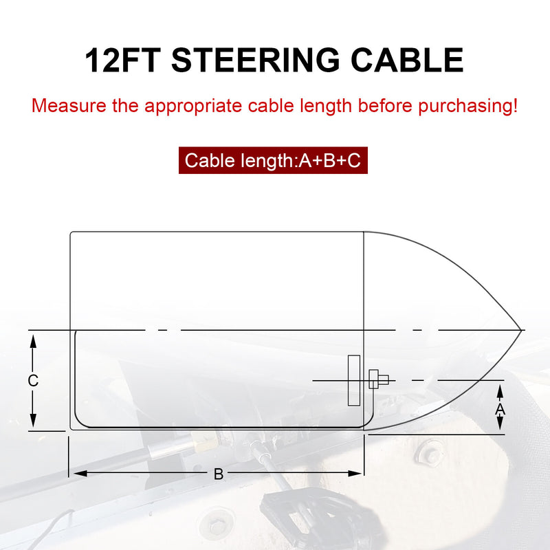 SS13712 Boat Rotary Steering System with Wheel Kit for Outboard Marine 12 Feet