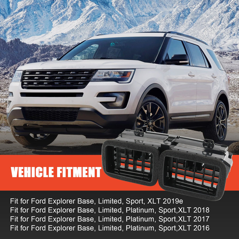 FB5Z-19893-AD Black Dual Center Dash Air Vent for Ford Explorer 2016-2019