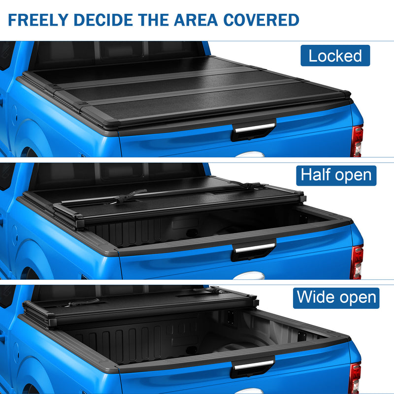 FRP Tri-Fold Hard Tonneau Cover for Ford F-150 2004-2014 6.5 6.6ft Bed