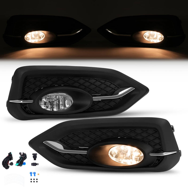 DURAFORCE Fog Lights for Honda Civic Coupe 2DR 2014-2015 Bumper Lamps Wiring Bulbs
