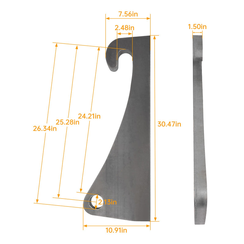Blank Quick Attach Bracket Quick Tach for Volvo Loader Mounts W/Ears Thick