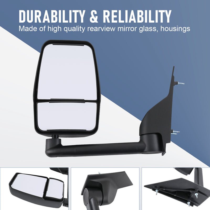 LH RH Pair Manual Tow Mirrors for Chevy Express Savana Van Smooth