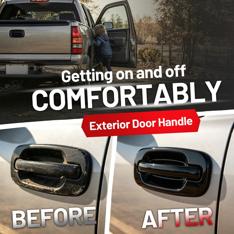Outside Door Handles Set Painted Black for Silverado Tahoe Sierra 99-06 4 Pcs