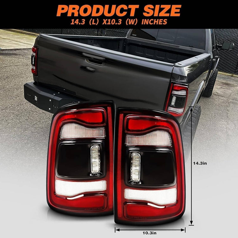 2x Black Bezel LED Tail Lights w/Blind Spot for Dodge RAM 2500 3500 2019-2024