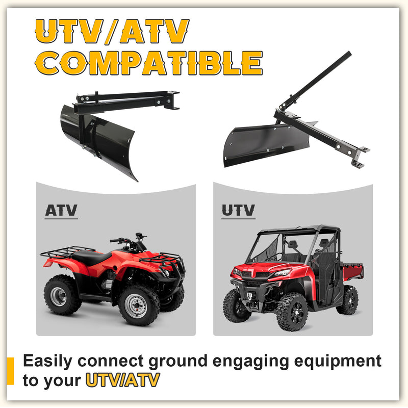 40'' Adjustable Sleeve Hitch Tow Behind Rear Scrape Blade for ATV UTV Tractor